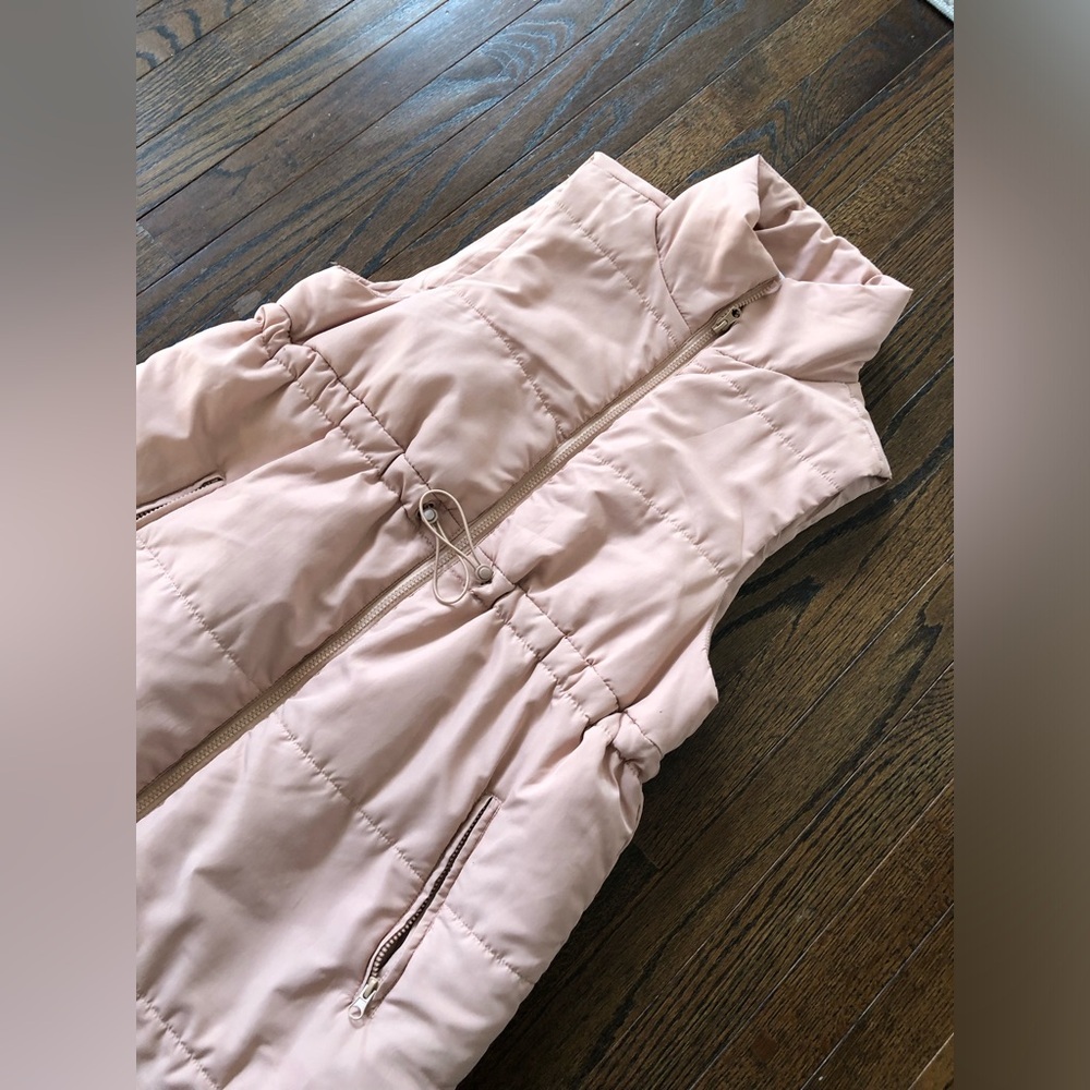 Motherhood Womens M Sleeveless Long Pregnancy Puffer Vest w/Pockets - Light Pink - Picture 4 of 13